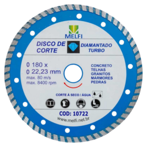 Disco de Corte Diamantado Turbo 180 x 22.23mm Melfi