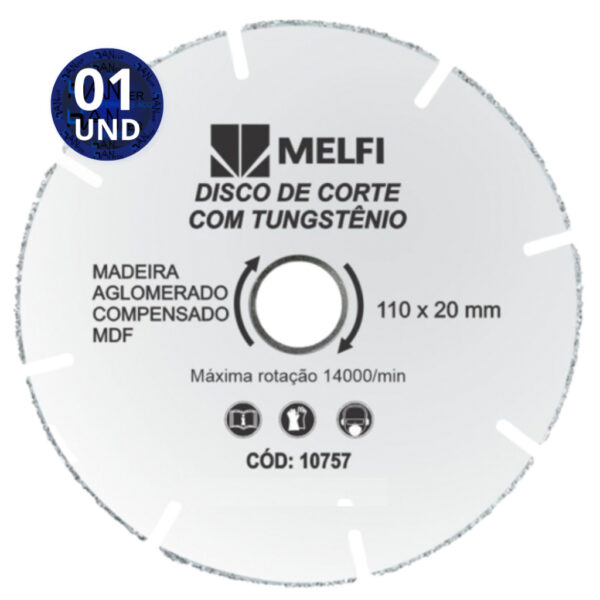 Disco de Corte com Tungstênio 110 x 20.0mm Melfi